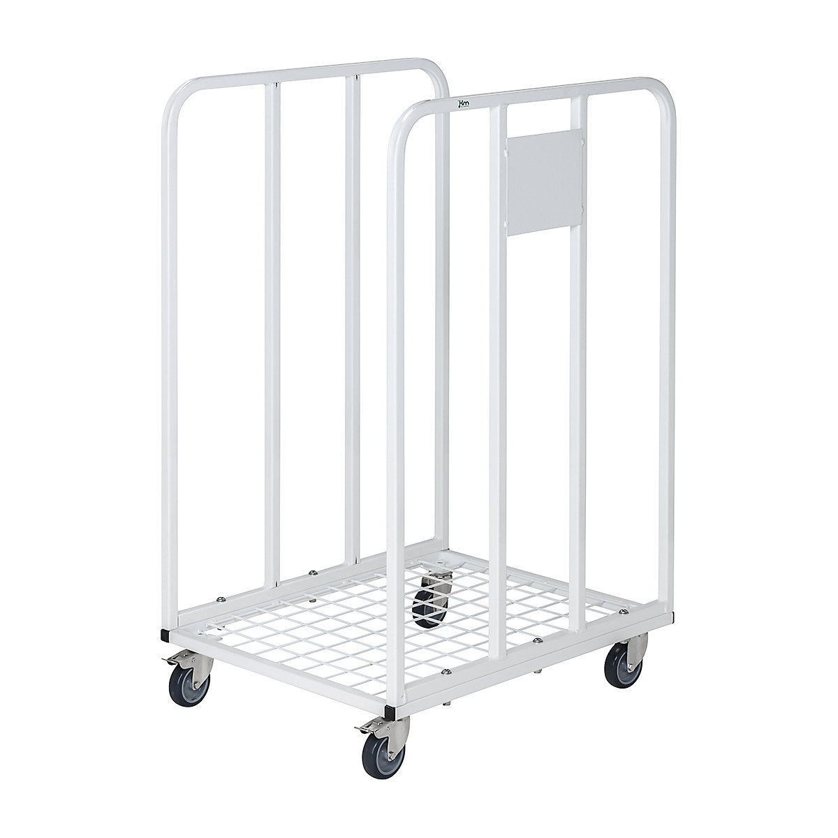 Kongamek Two Sided Mesh Base Roll Container, Kongamek Two Sided Mesh Base Roll Container, Kongamek Two Sided Mesh Base Trolley | 1000h x 530w x 630d mm | White | 4 Swivel Castors, 2 With Brake-0
