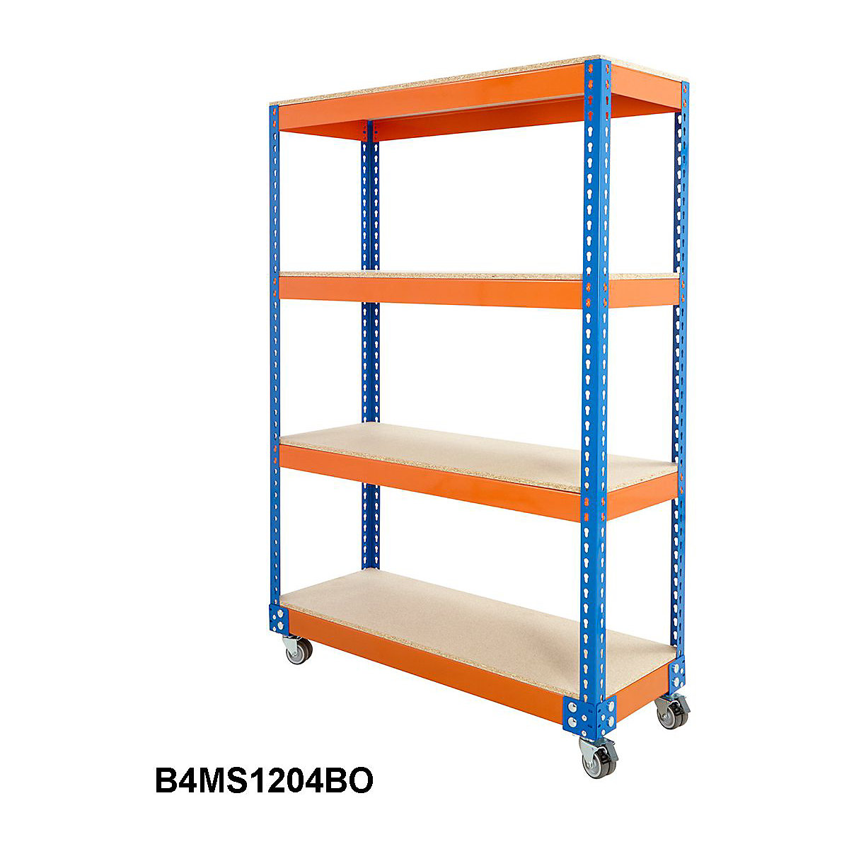 BiG400 Blue & Orange Mobile Shelf Trolleys With Chipboard Shelves (Product illustration 2)-1