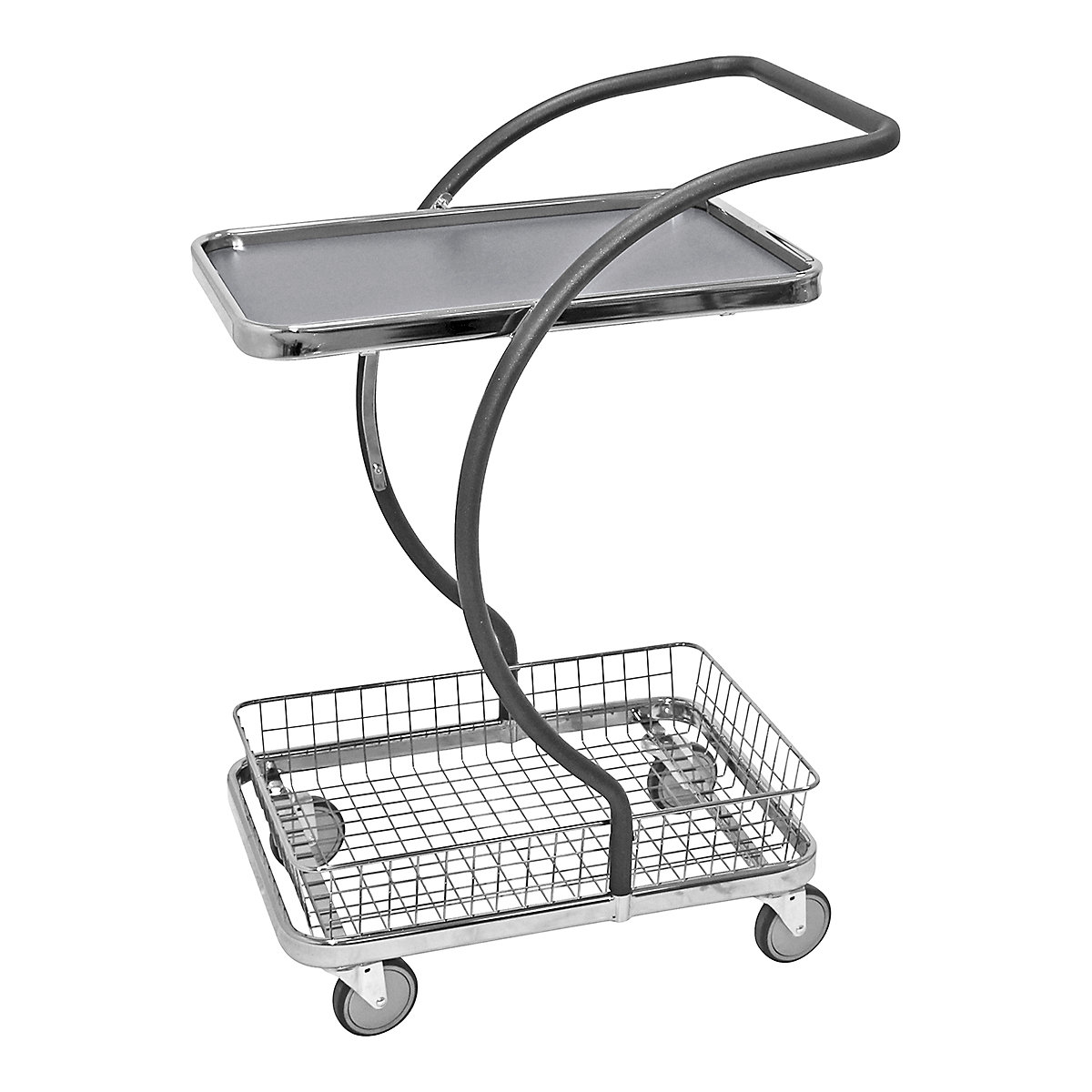 Kongamek C-Line Service Trolleys, Kongamek C-Line Service Trolleys, Kongamek C-Line Service Trolley | 1000h x 685w x 450d mm | Grey | 4 Swivel Castors | 1 Upper Shelf | 1 Bottom Basket Shelf-0