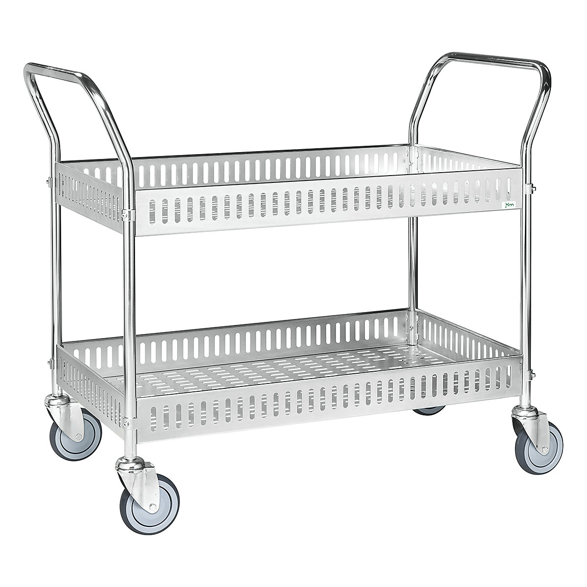 Kongamek Two Handle Table Trolley With Side Rail, Kongamek Two Handle Table Trolley With Side Rail, Kongamek Two Handle Table Trolley with side rail | 940h x 1130w x 550d mm | Electro galvanised | 4 Swivel Castors-0