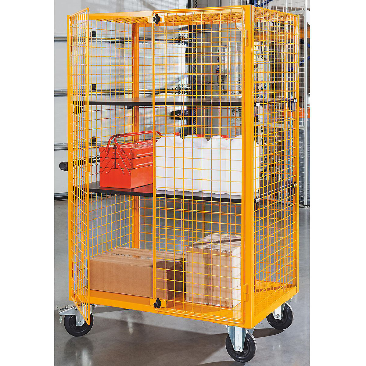 StanKraft Mesh Shelf Trucks, StanKraft Mesh Shelf Trucks, StanKraft Mesh Shelf Truck 1700h x 1140w x 710d mm With Doors 350kg Capacity-3