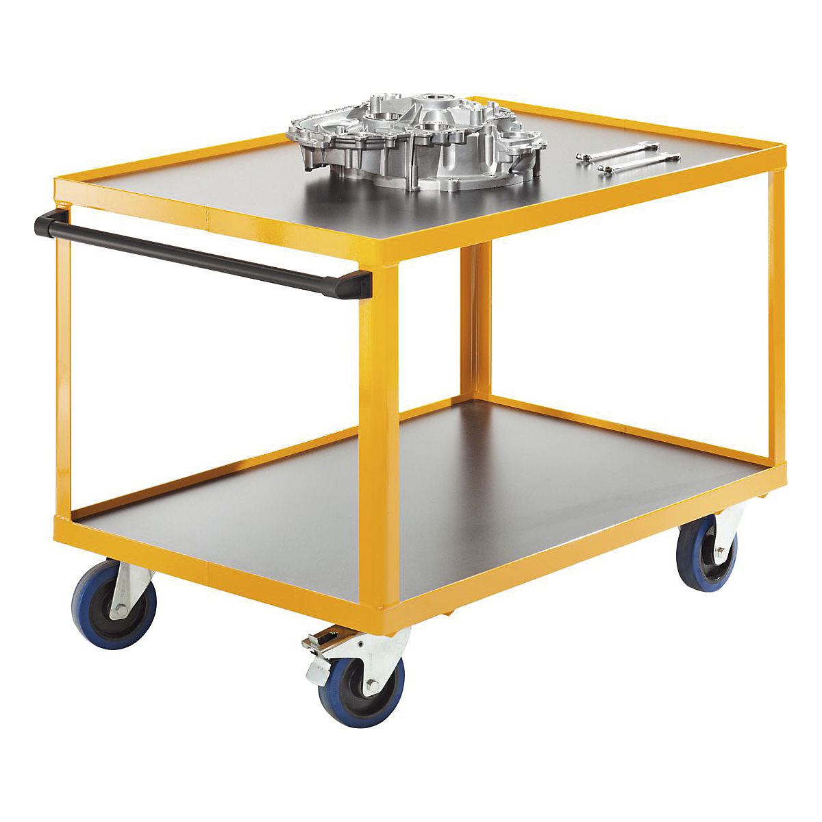 StanKraft Steel Assembly Trolleys, StanKraft Steel Assembly Trolleys, StanKraft Steel Assembly Trolley 855h x 800w x 1350d mm Polyurethane Coated MDF Shelves 350kg SWL Capacity-0