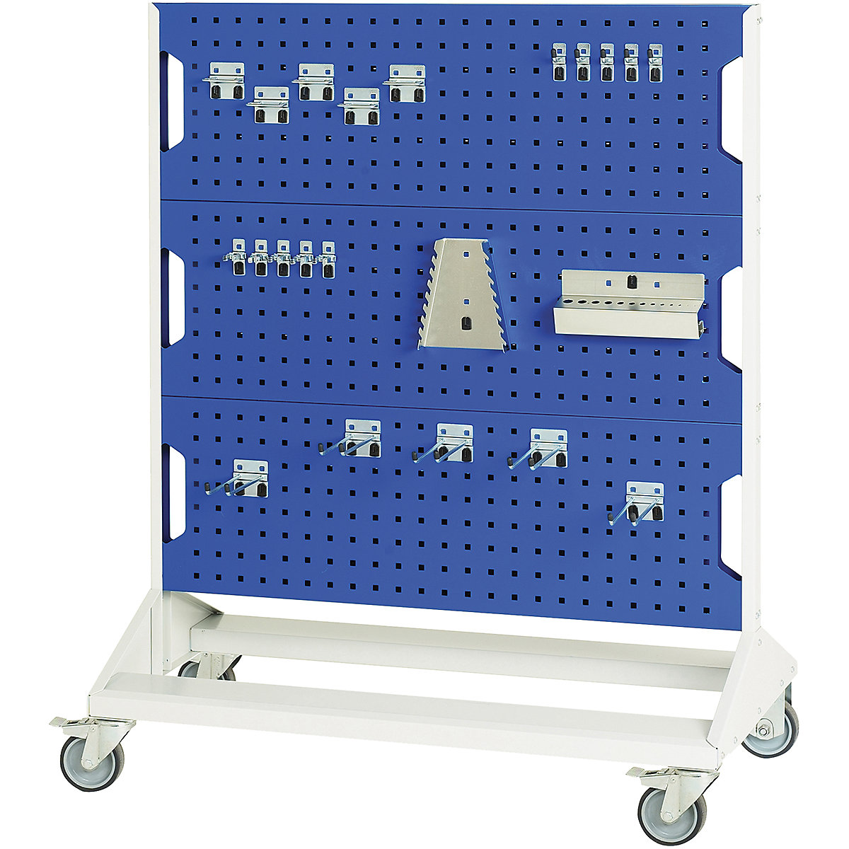 Bott Perfo Panel Racks, Bott Perfo Panel Racks, Bott Perfo Panel Racks | 1250h x 1000w x 550d mm | Double Sided | Mobile | 40 Piece Hook Kit | Blue-0