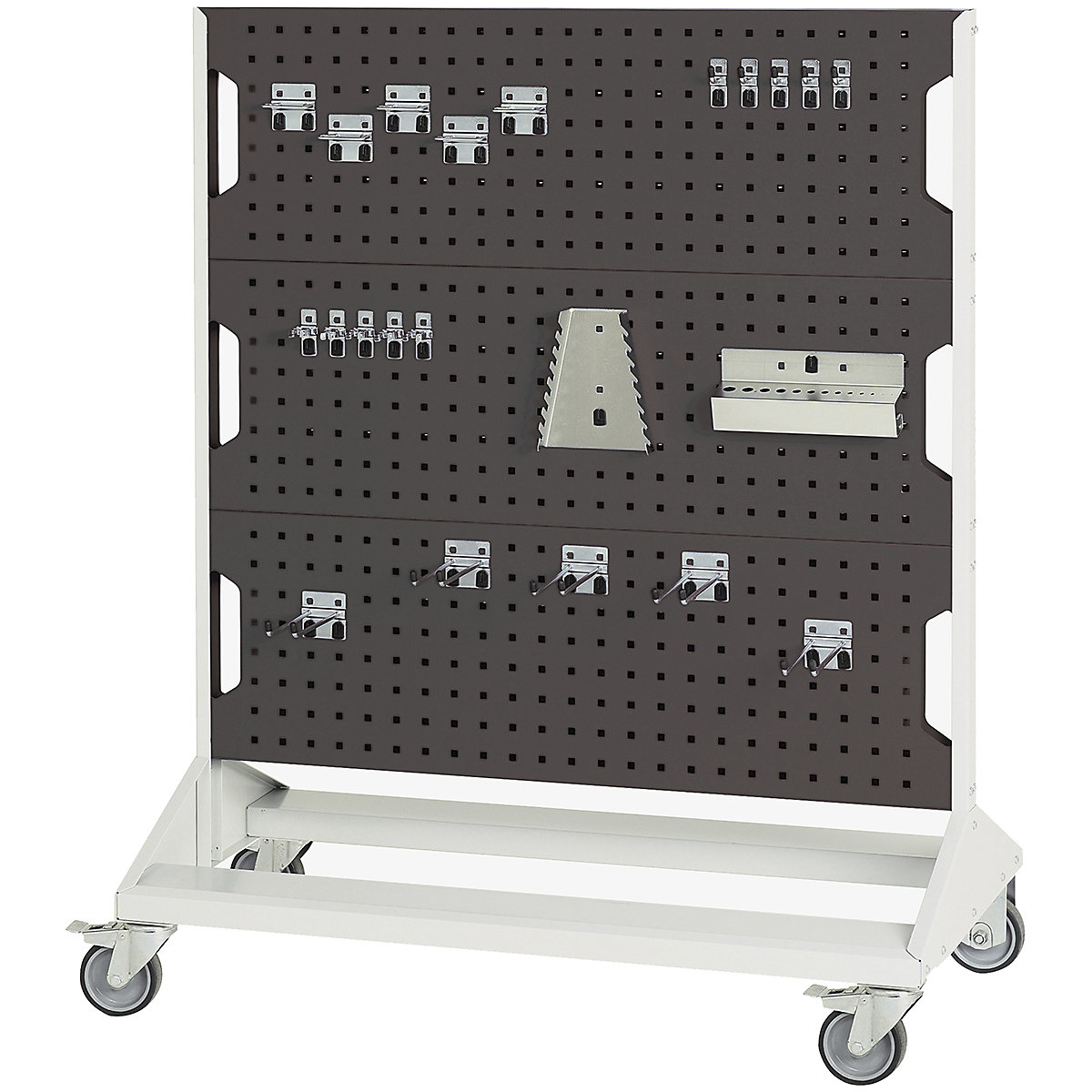 Bott Perfo Panel Racks, Bott Perfo Panel Racks, Bott Perfo Panel Racks | 1250h x 1000w x 550d mm | Double Sided | Mobile | 40 Piece Hook Kit | Anthracite Grey-0