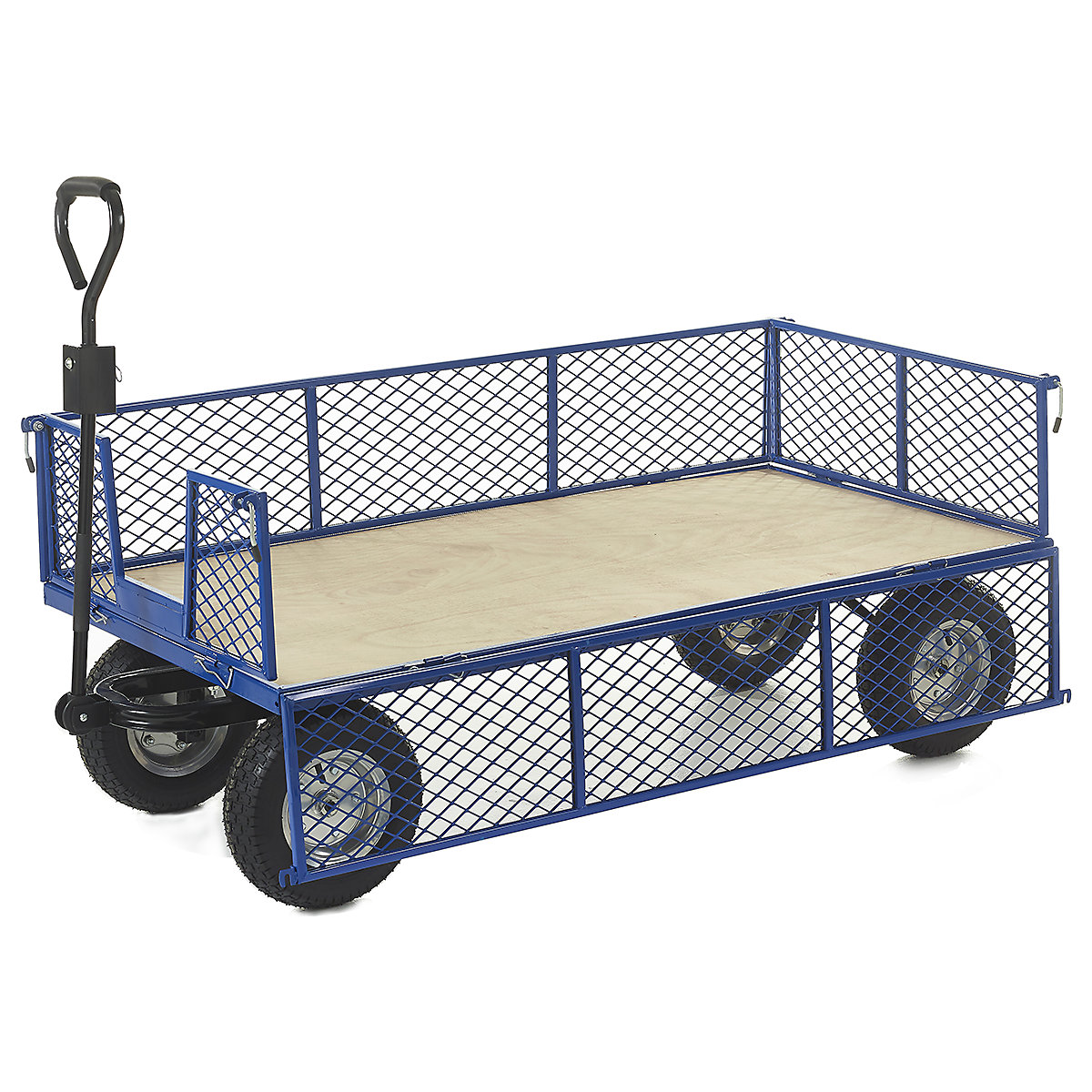 Turntable Truck with Plywood Base & Mesh Side Panels, Turntable Truck with Plywood Base & Mesh Side Panels, Turntable Truck | 360h x 1500w x 750d mm | Plywood Base & Mesh Side Panels | Pneumatic Wheels | 500kg UDL-0