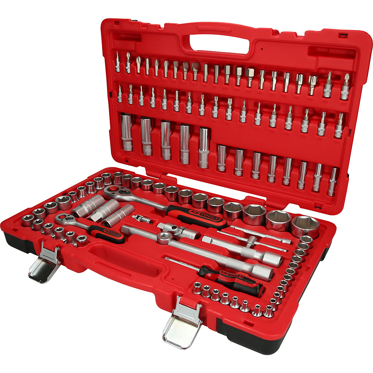 KS Tools 1/4'' + 1/2'' Steckschlüssel-Satz, 110 Teile, umschaltbar