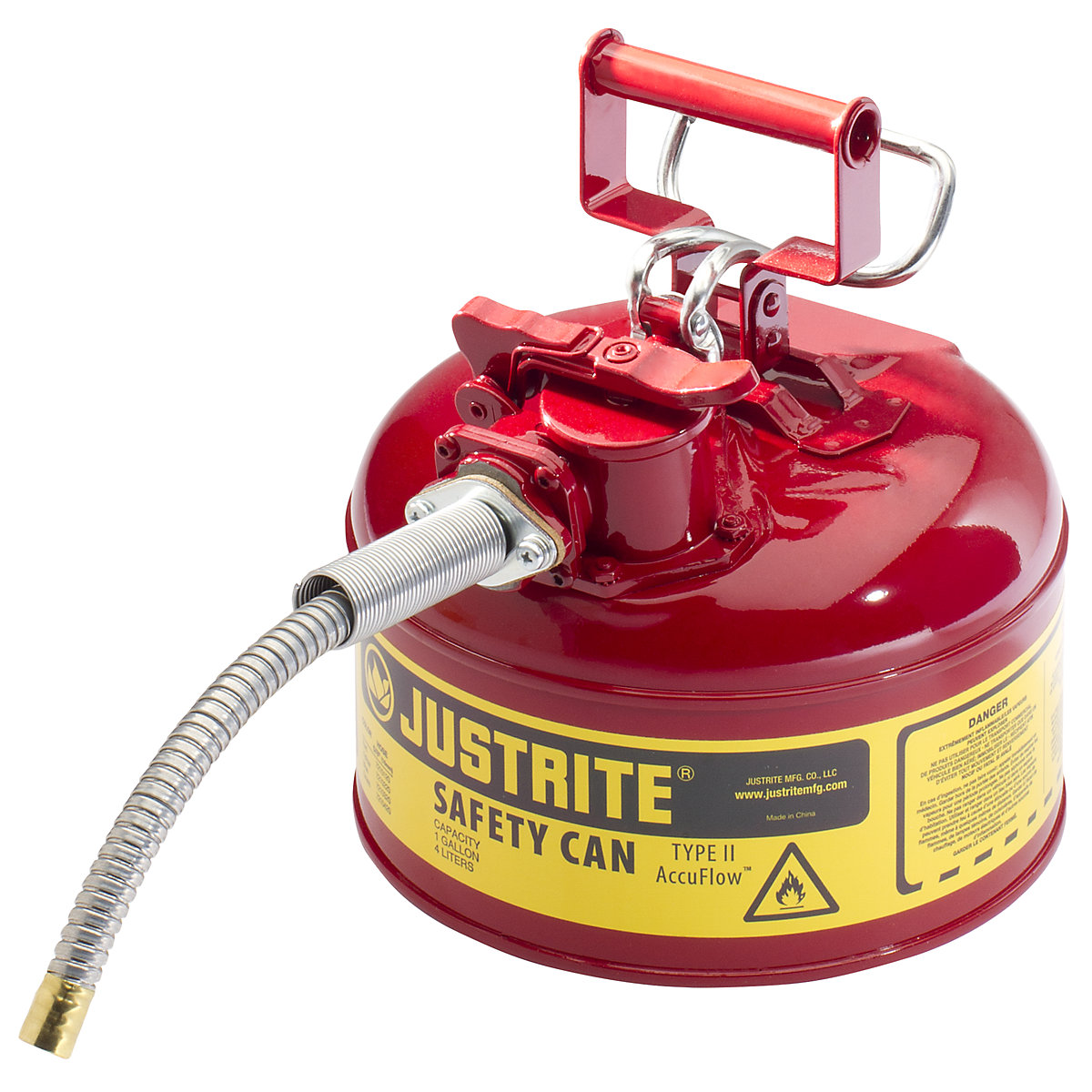 Safety container with flexible metal spout - Justrite