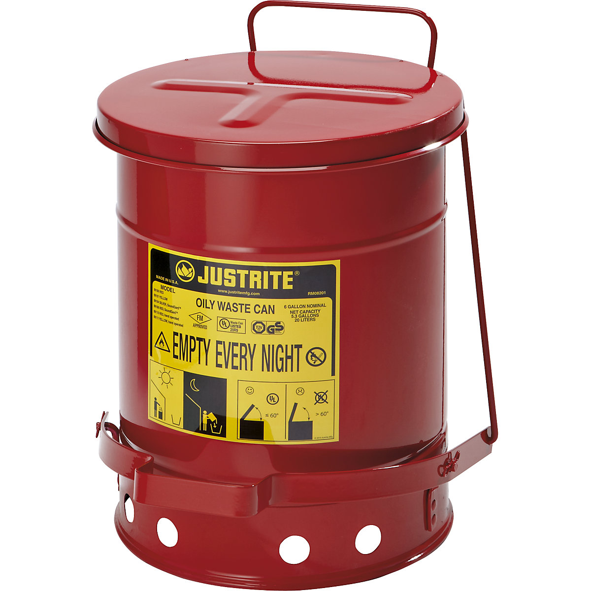 Safety disposal can made of sheet steel – Justrite (Product illustration 2)-1