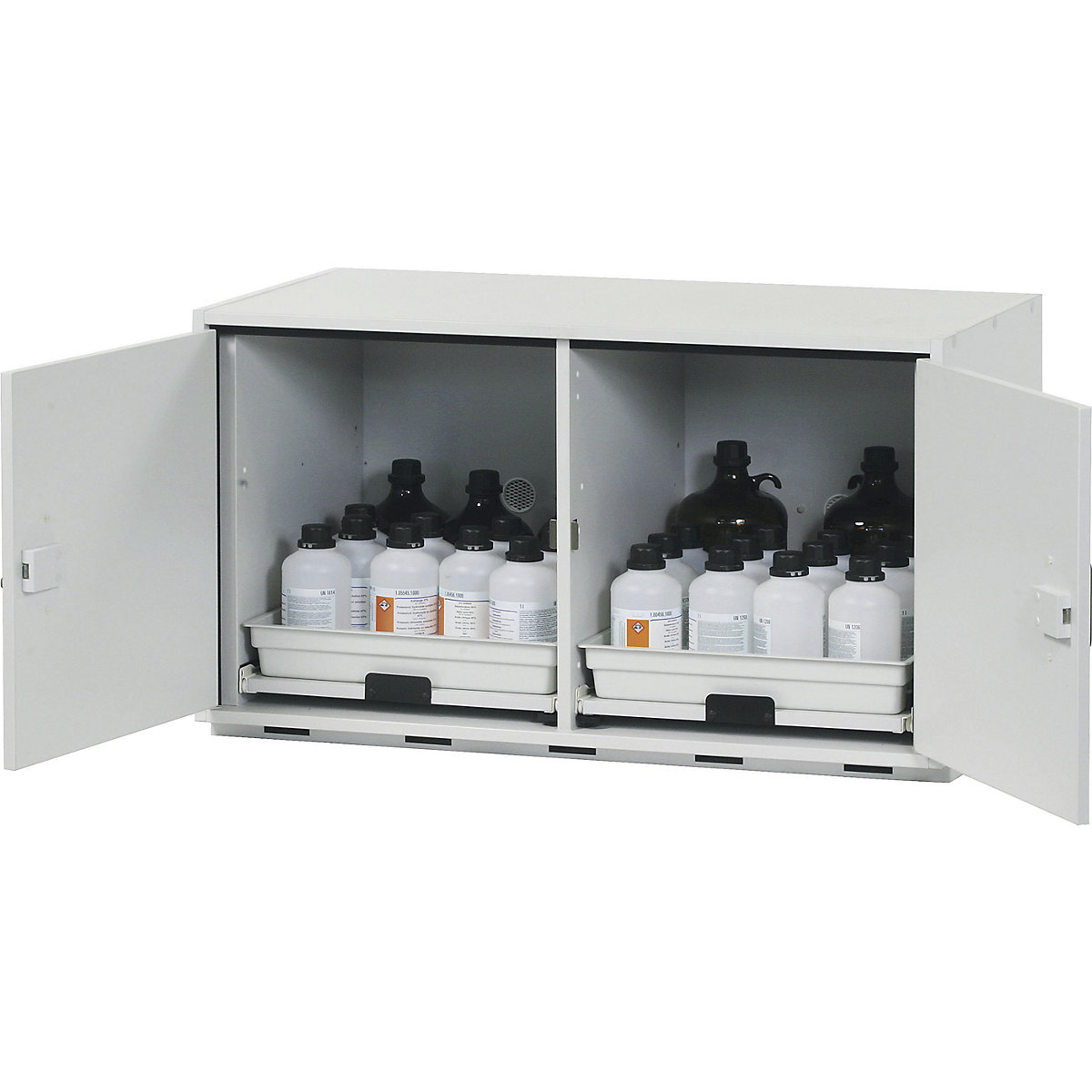 Hazardous goods base cupboard for acids and alkaline solutions – asecos, 2-door, HxWxD 600 x 1100 x 570 mm, 2 drawers-0