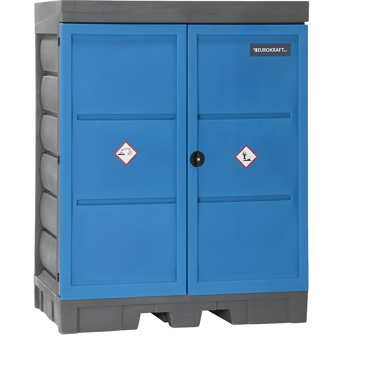 PE hazardous goods storage depot with doors – eurokraft pro (Product illustration 2)-1
