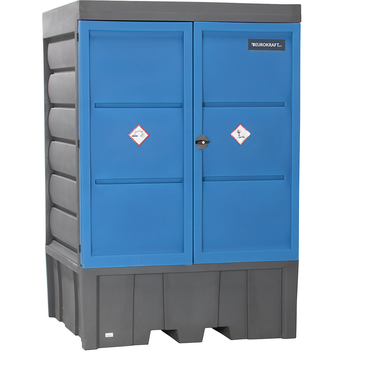 PE hazardous goods storage depot with doors – eurokraft pro (Product illustration 2)-1