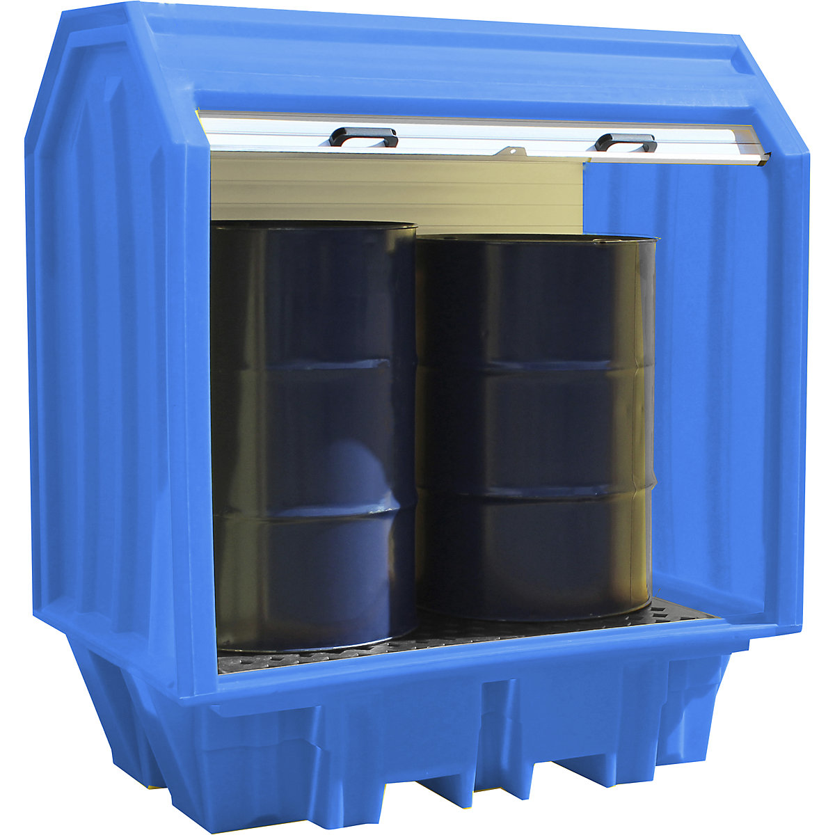 PE hazardous goods storage unit with roller shutter – eurokraft basic (Product illustration 3)-2