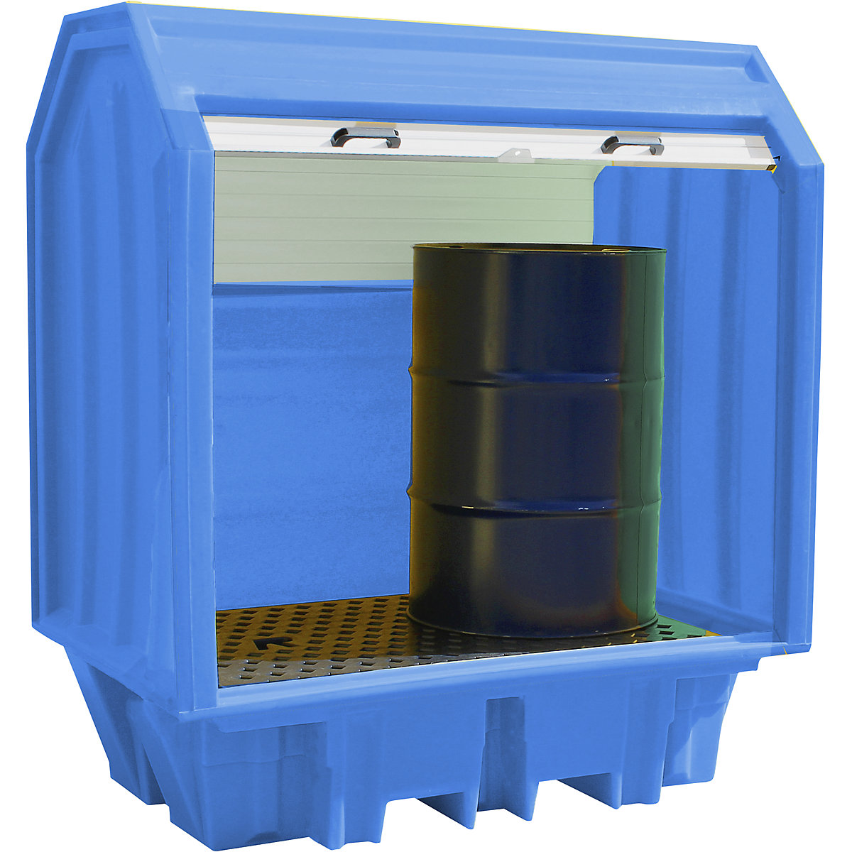 PE hazardous goods storage unit with roller shutter – eurokraft basic (Product illustration 4)-3