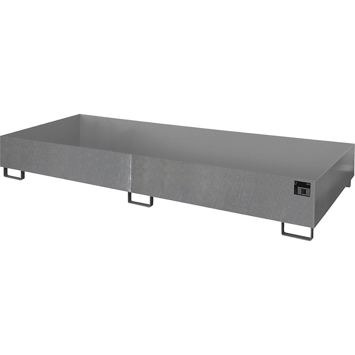 Base sump tray – eurokraft pro, 540 l sump capacity, LxWxH 3250 x 1300 x 265 mm, without grate, hot dip galvanised-0