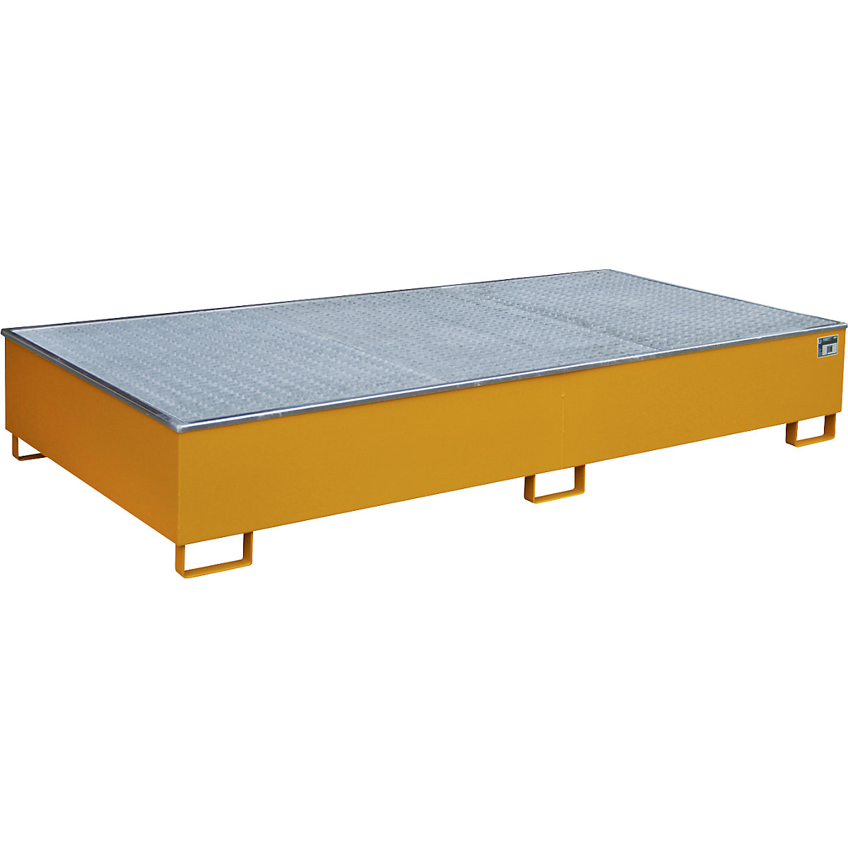 Base sump tray with PE insert – eurokraft pro, with grate, 1000 l, LxWxH 2665 x 1315 x 440 mm, orange-0