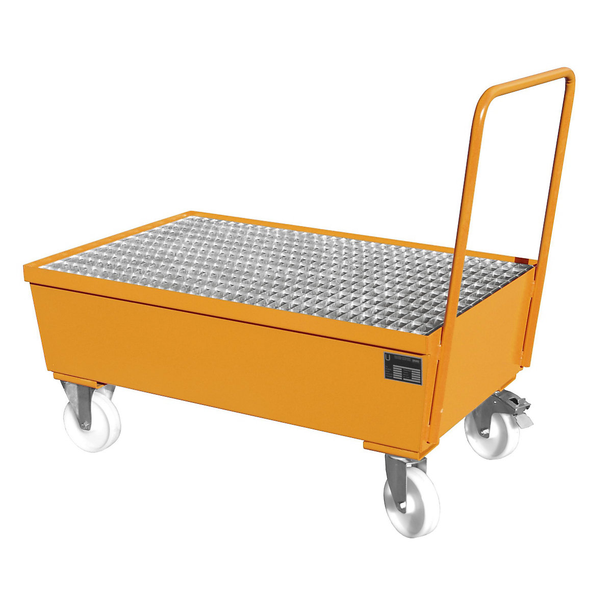 Mobile steel sump tray with edge profiles – eurokraft pro