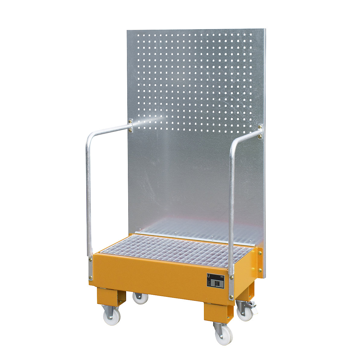 Mobile sump tray with perforated panel - eurokraft pro