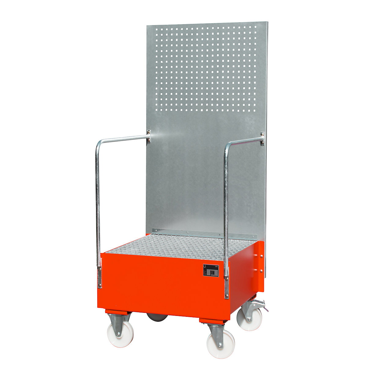 Mobile sump tray with perforated panel – eurokraft pro