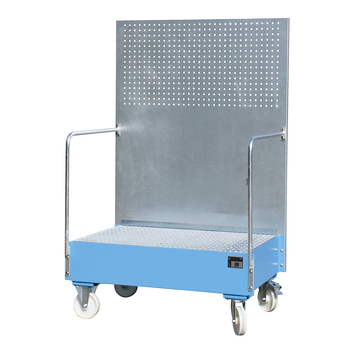 Mobile sump tray with perforated panel – eurokraft pro