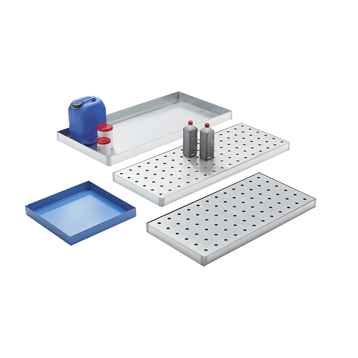 Steel sump tray for small containers – eurokraft basic (Product illustration 3)-2