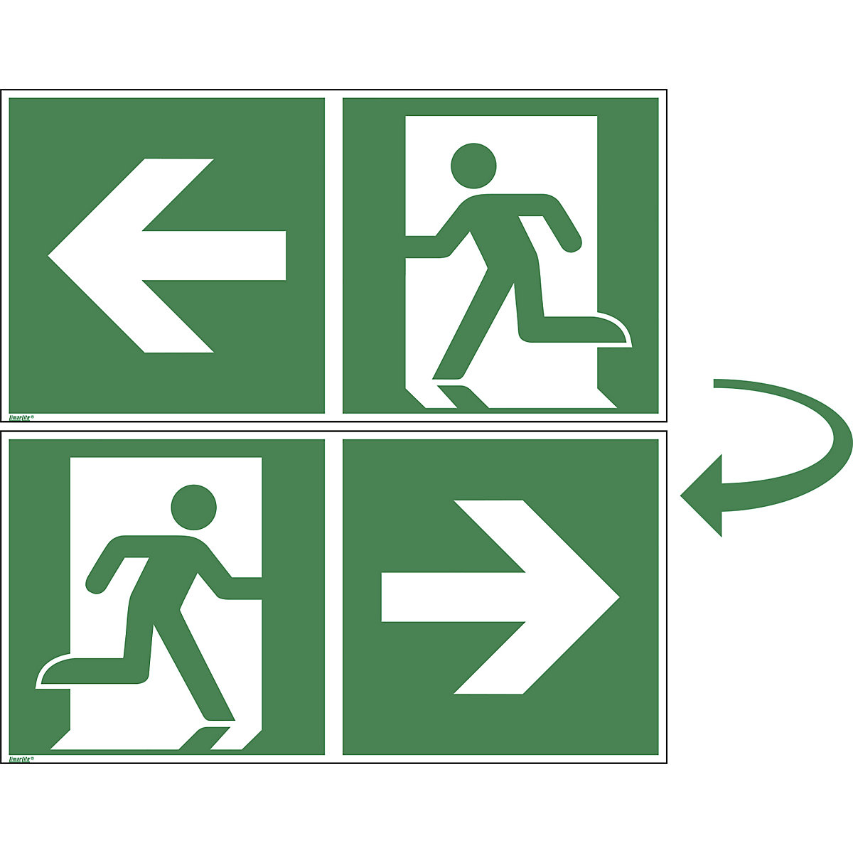 Emergency exit route, double sided