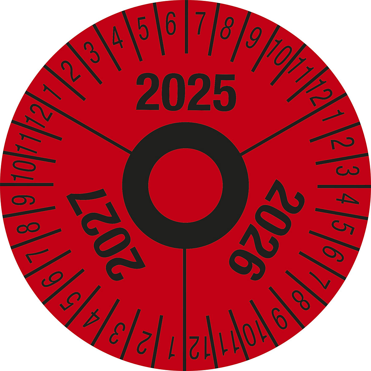Test placard, multiple years, red
