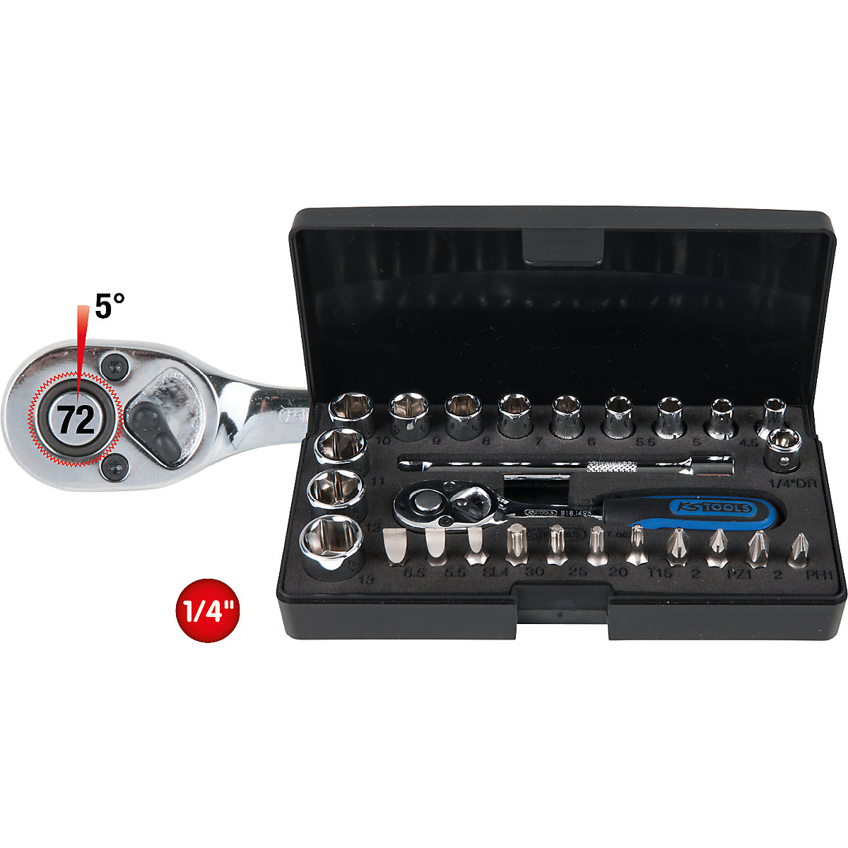 Juego de llaves de vaso de 1/4'' CHROMEplus – KS Tools (Imagen del producto 4)-3