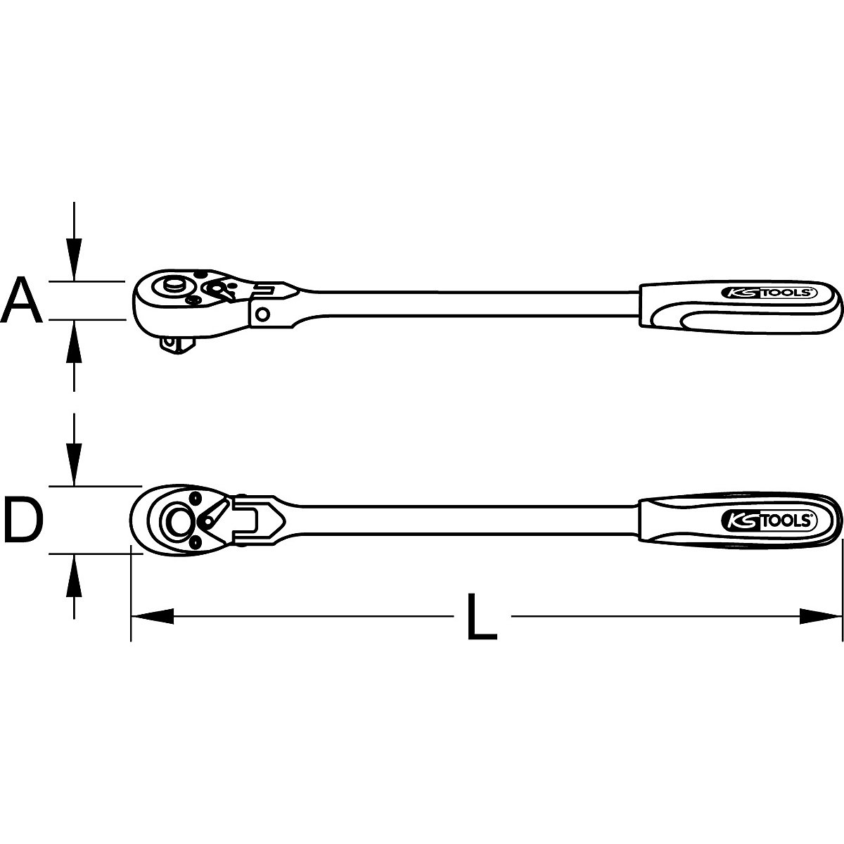 Trinquete reversible articulado de 1/2'&#x27; – KS Tools (Imagen del producto 2)-1