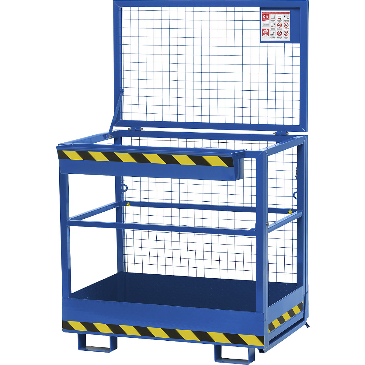 Arbeitskorb Typ RAK, Aufnahme breite Seite, ohne Rollen, enzianblau RAL 5010-2