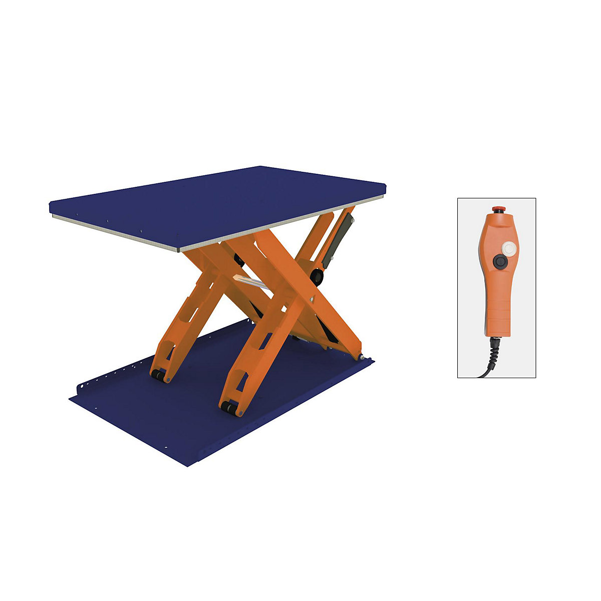 Edmolift Flachform-Hubtisch, G-Form, Plattformbreite 1000 mm, Handbedienung