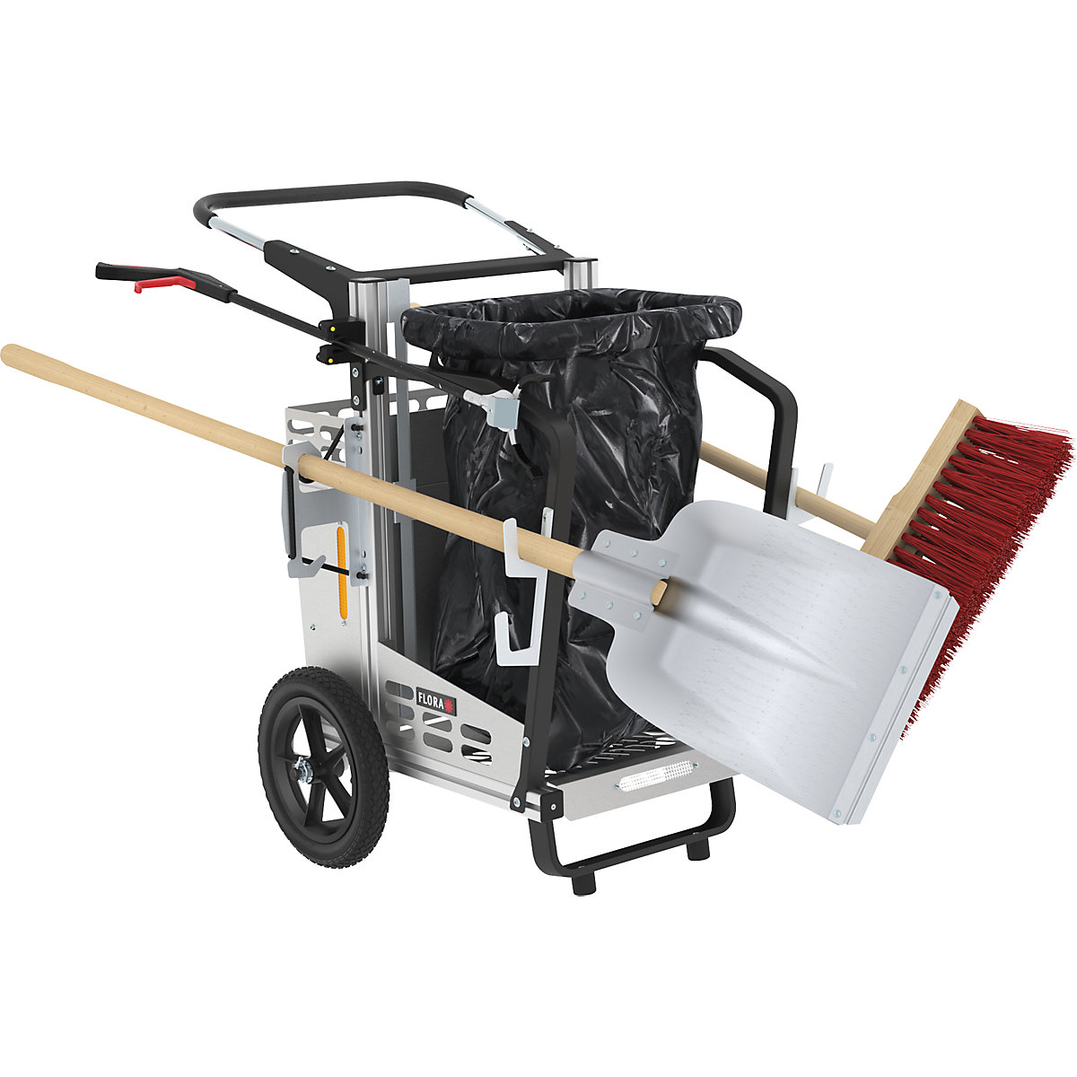 Picobello Compact hulladékgyűjtő kocsi – FLORA, fix szemeteszsáktartóval és eszközökkel, ma x szé x h 1030 x 710 x 870 mm, 120 l-0