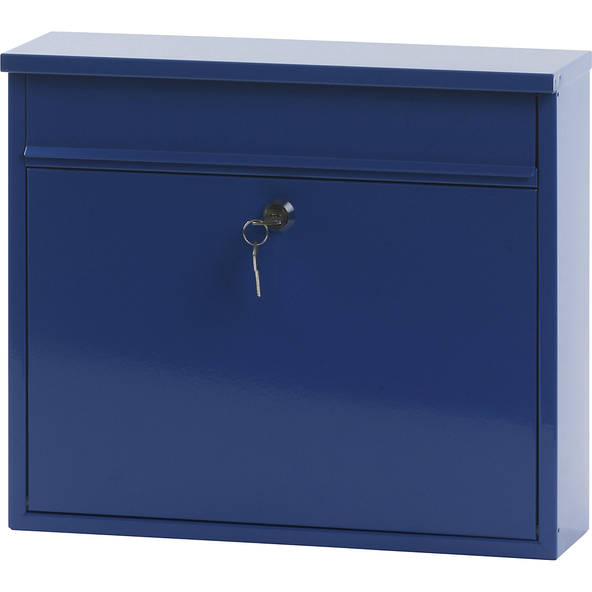 Cassetta postale, con sportello orizzontale, alt. x largh. x prof. 320 x 360 x 100 mm, lamiera d'acciaio, verniciata a polvere, blu RAL 5005-0