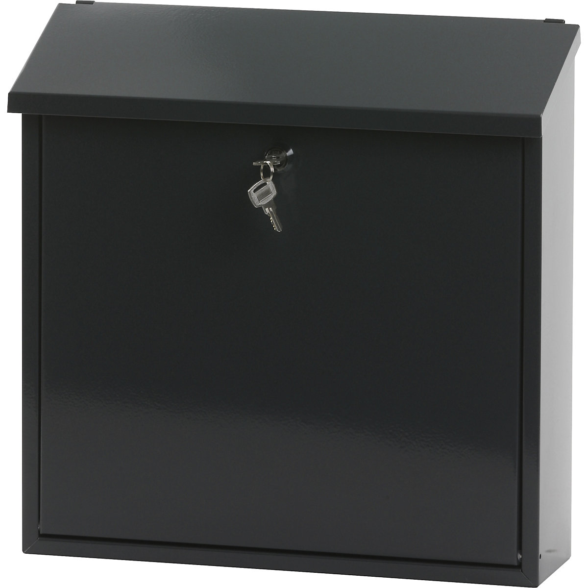 Cassetta postale, con sportello a spiovente ribaltabile, alt. x largh. x prof. 370 x 370 x 115 mm, lamiera d'acciaio, verniciata a polvere, antracite 7016-0