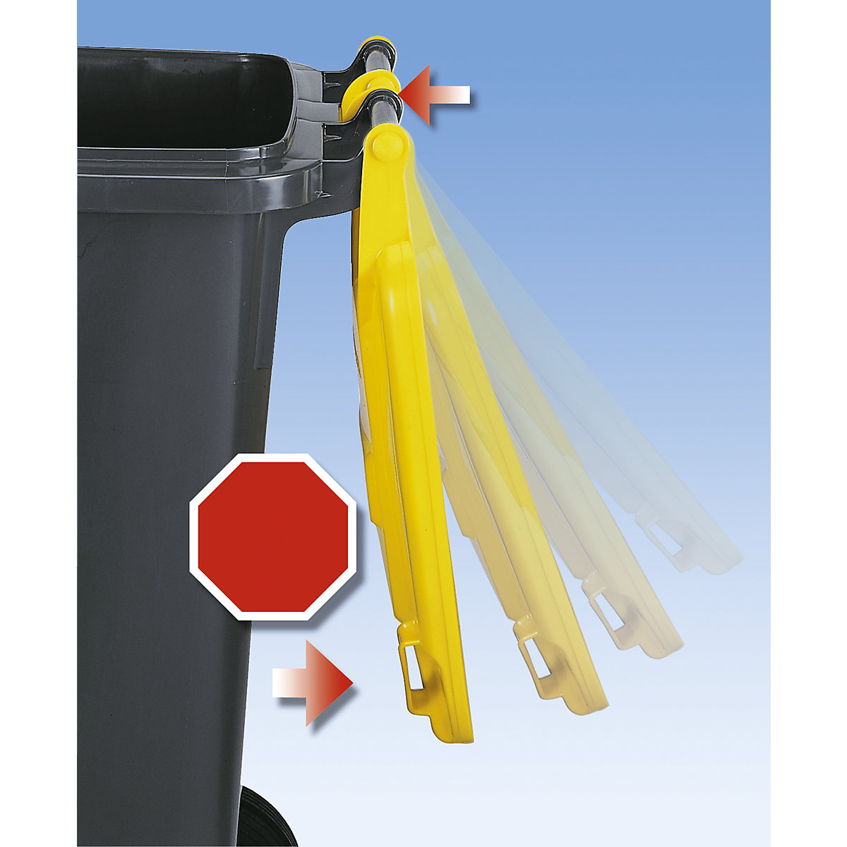 Bidone per rifiuti in plastica DIN EN 840 – eurokraft pro (Foto prodotto 3)-2