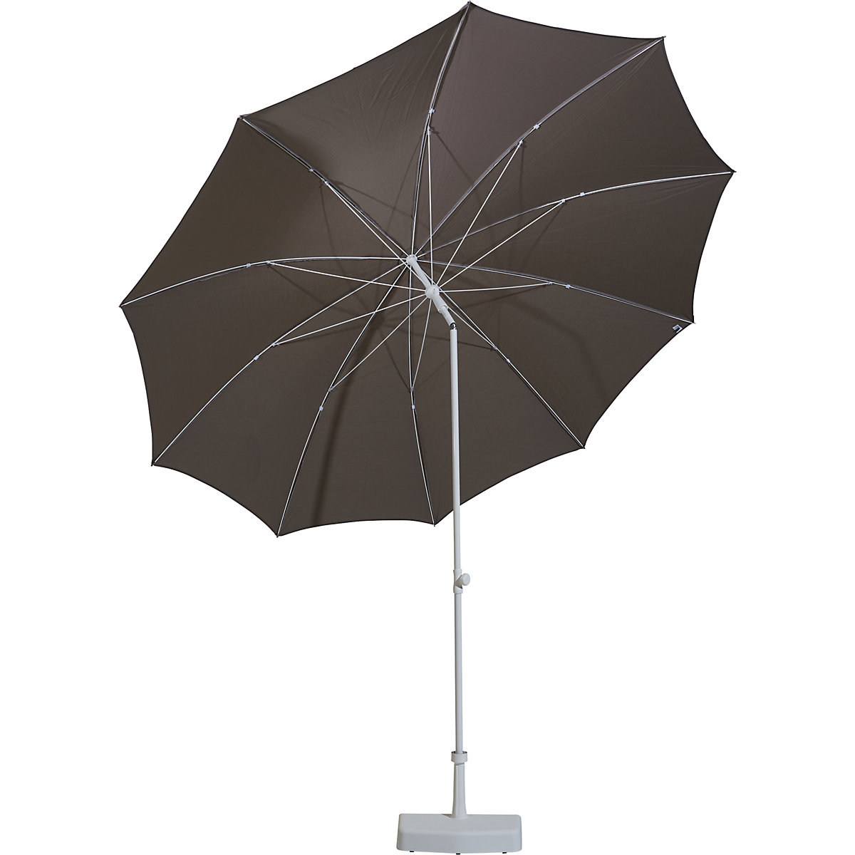 Ombrellone, rotondo, Ø 2800 mm, telaio bianco, grigio talpa