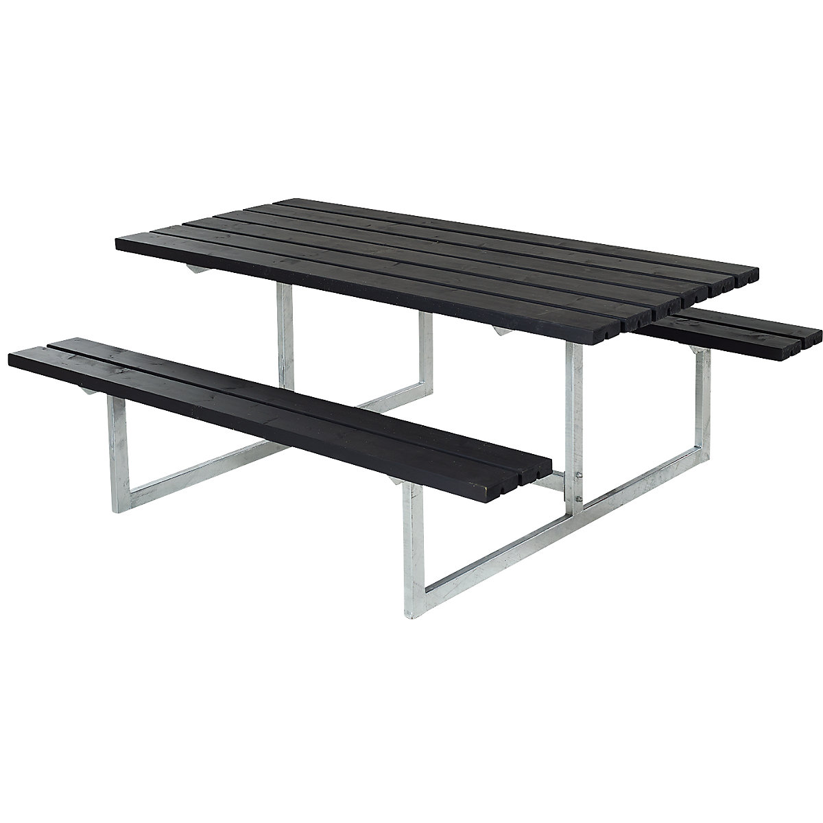 Set di tavolo e panche, per 6 persone, senza schienale, nero-0