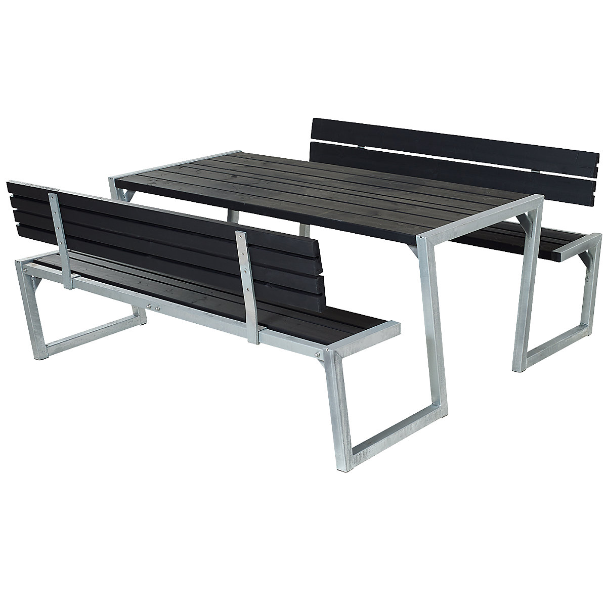 Set di tavolo e panche, lunghezza 1760 mm, con schienale, nero-0