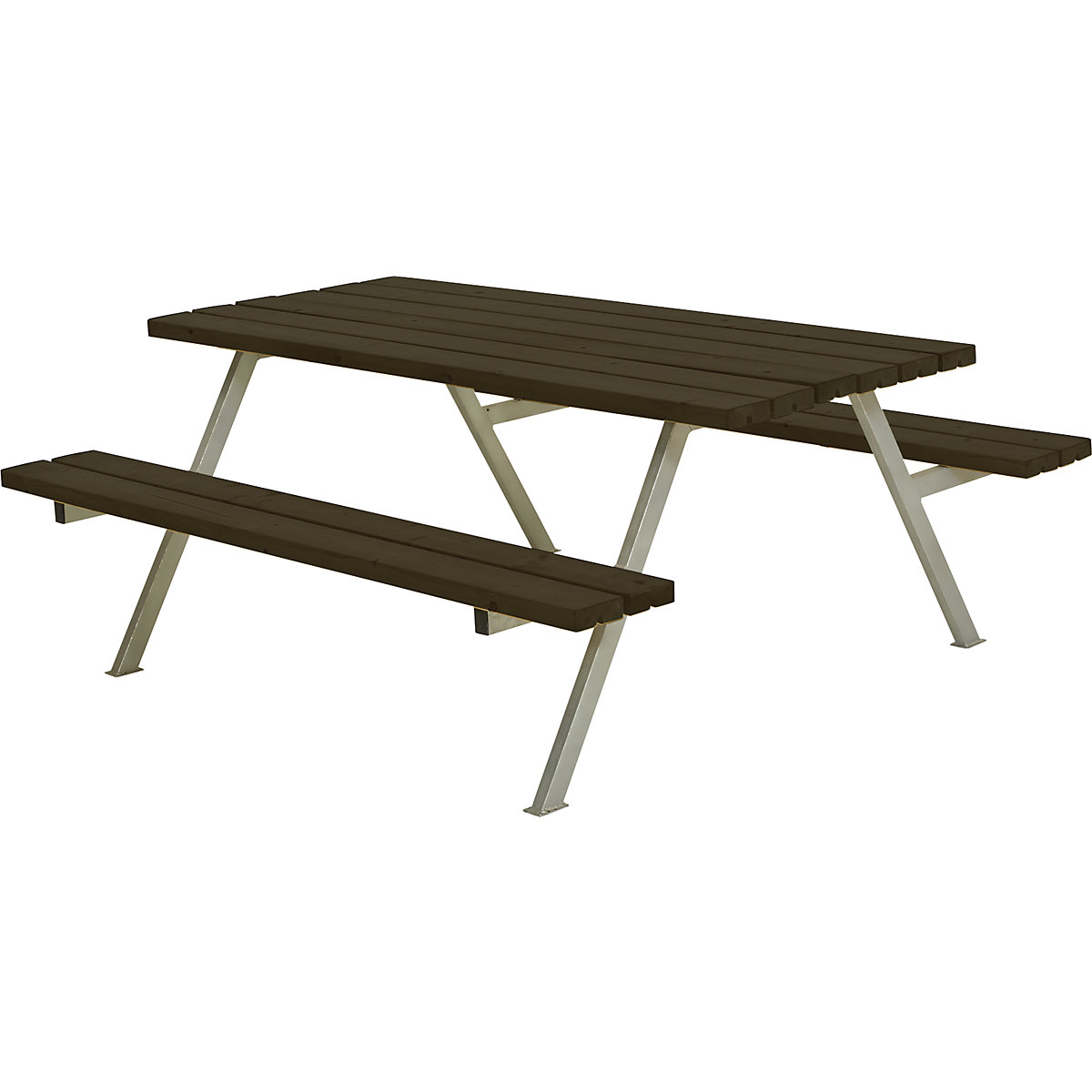 Set di tavolo e panche, senza schienale, per 6 persone, lunghezza 1770 mm, nero-0