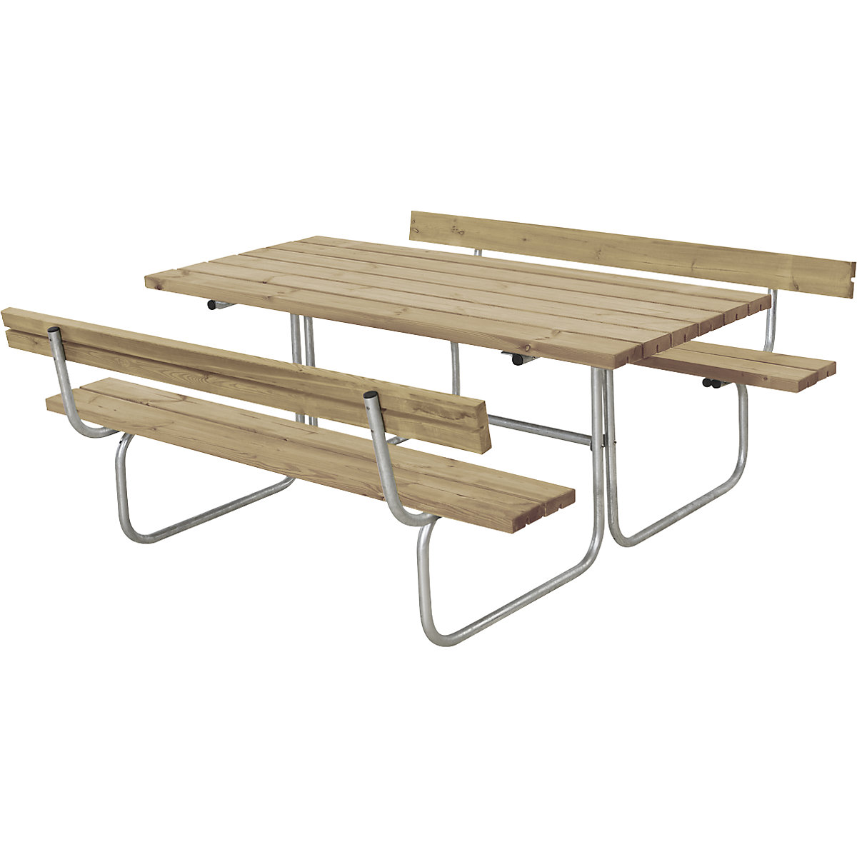 Set di tavolo e panche, lunghezza 1770 mm, con schienale, marrone-0