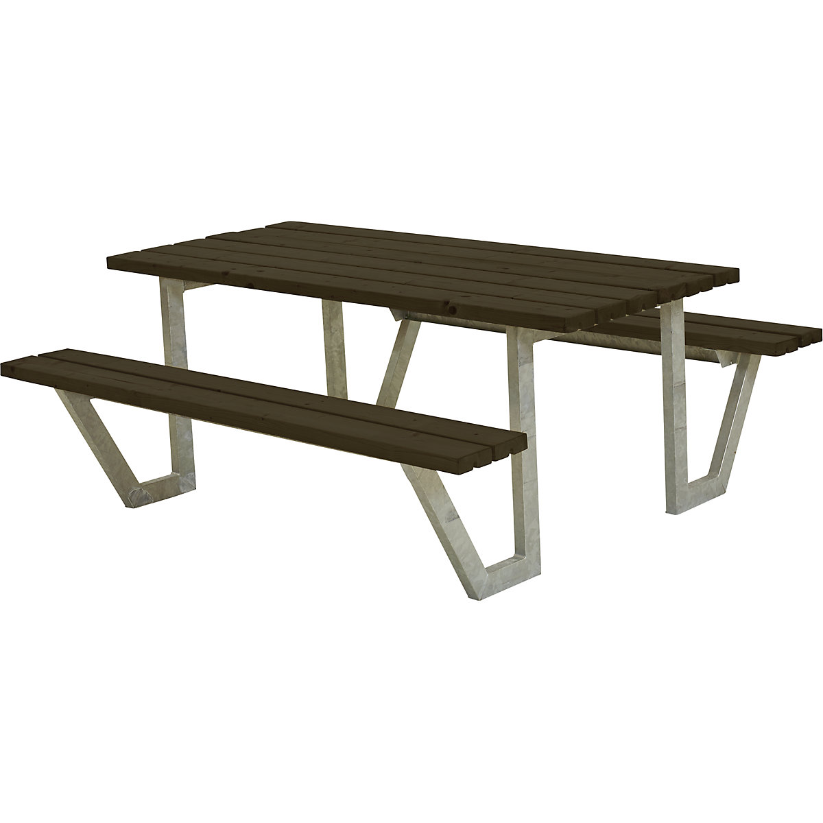 Set di tavolo e panche per 6 persone, legno di conifera certificato, nero-0