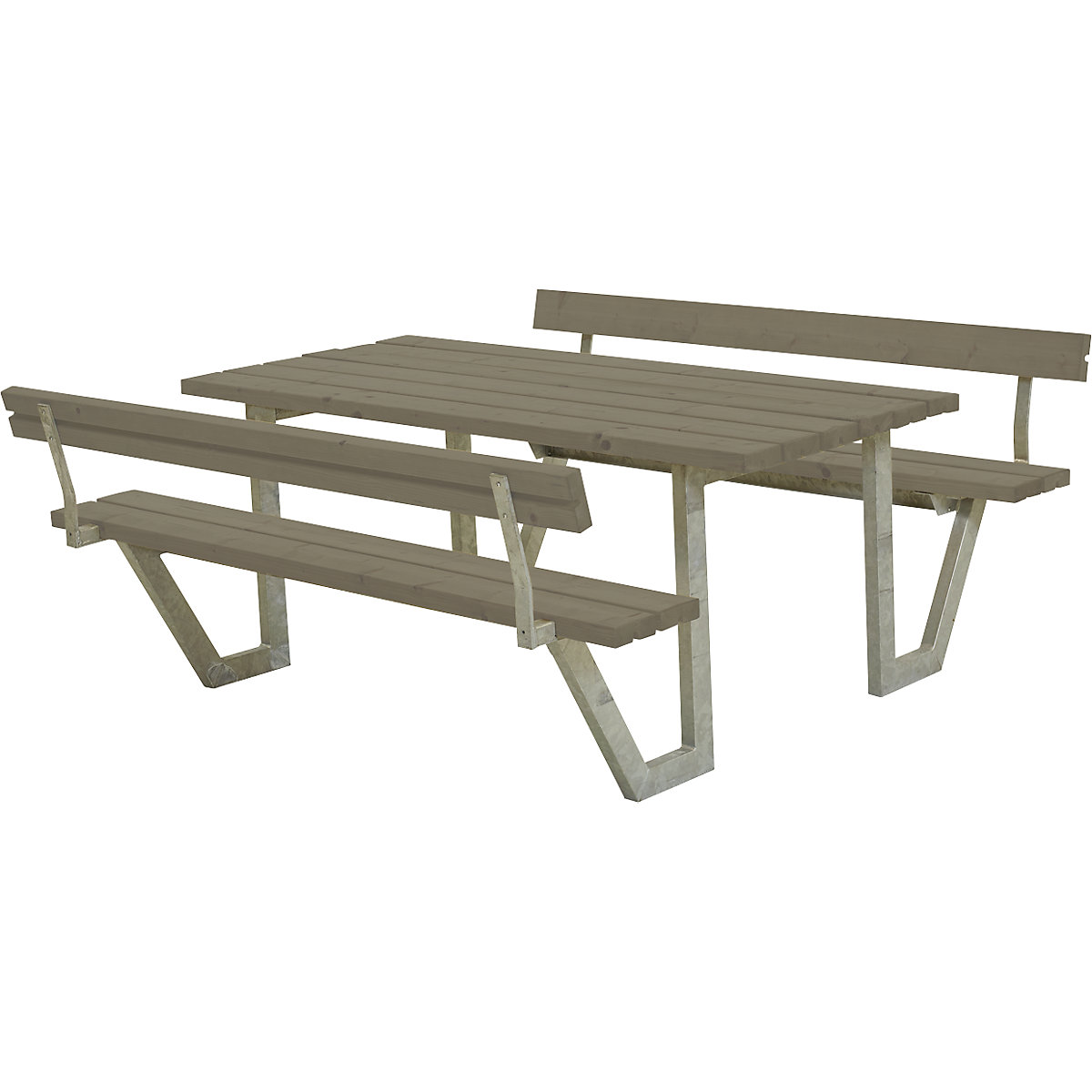 Set di tavolo e panche per 6 persone, legno di conifera certificato, terra opaco, con schienale-0