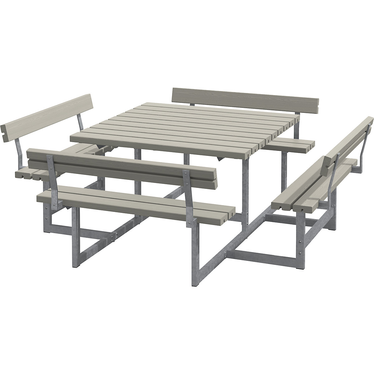 Set di tavolo e panche per 8 persone, lungh. x prof. 2240 x 2240 mm, con 4 schienali, terra opaco-0