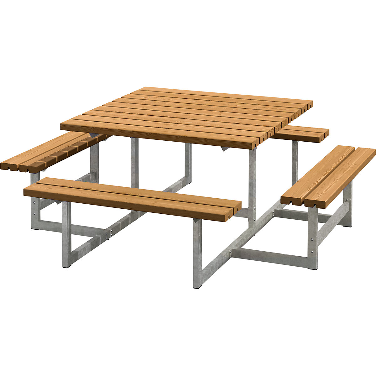 Set di tavolo e panche per 8 persone, lungh. x prof. 2000 x 2000 mm, teak-0