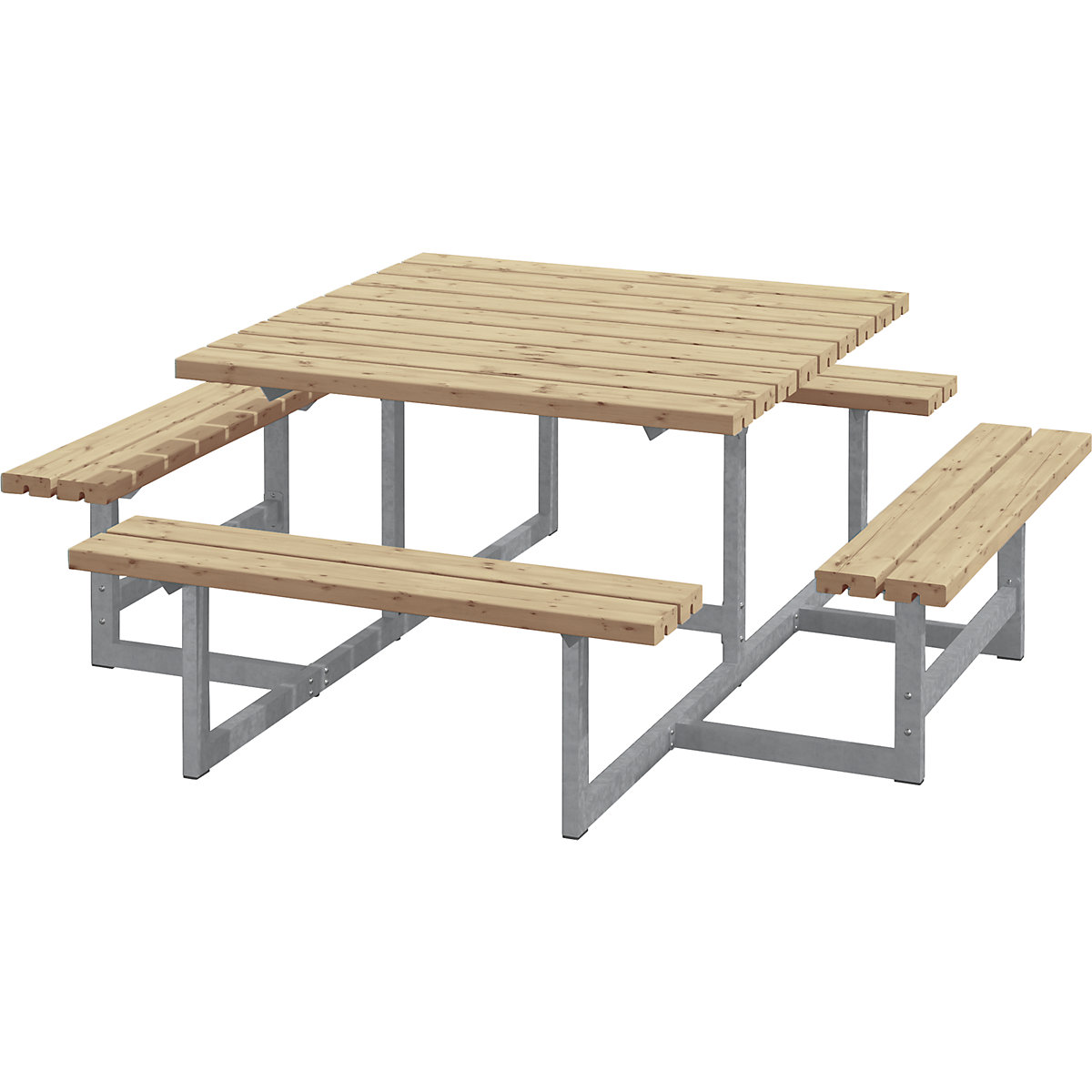 Set di tavolo e panche per 8 persone, lungh. x prof. 2000 x 2000 mm, ThermoWood, marrone-0