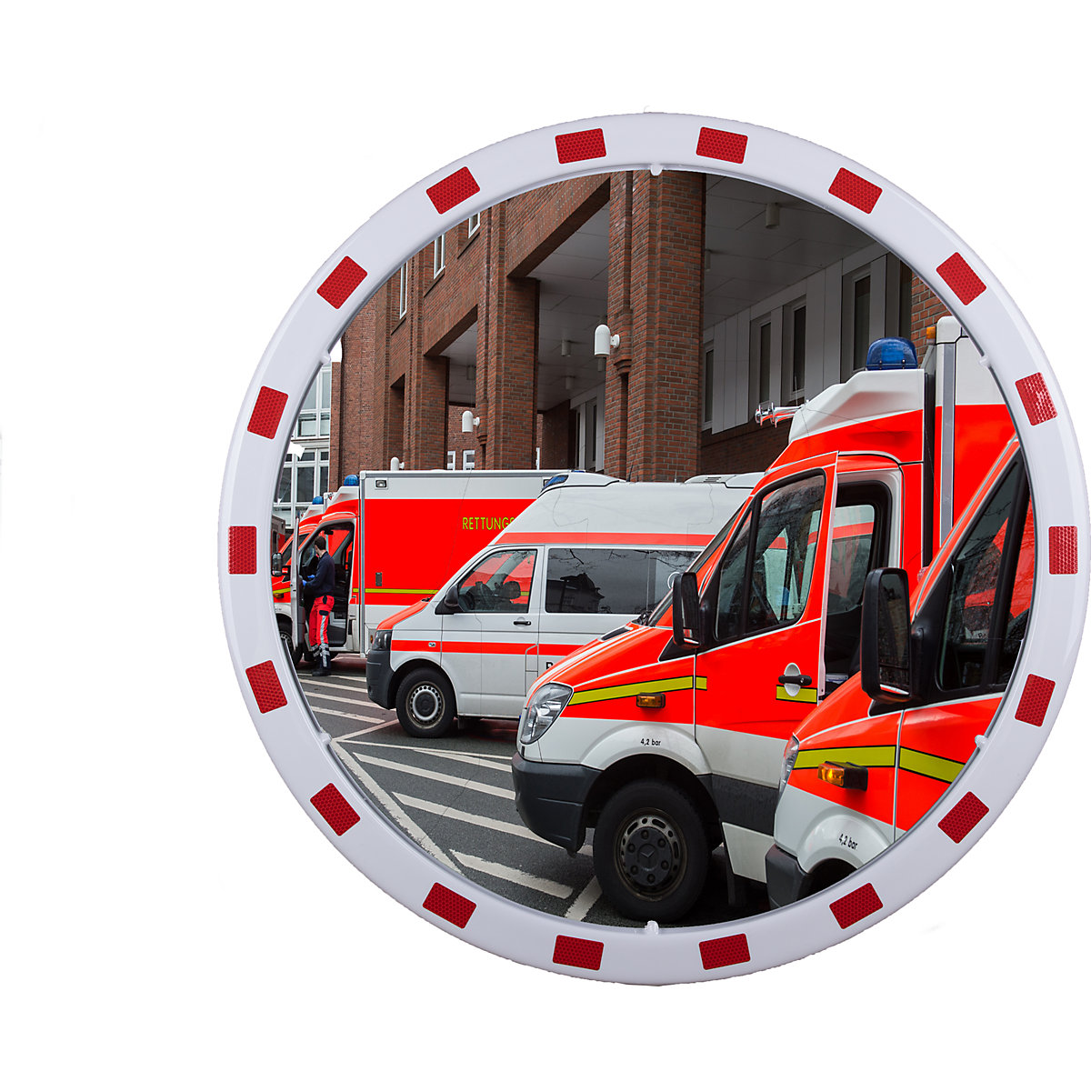 Specchio di manovra con supporto universale – dancop, circolare, Ø 800 mm-0
