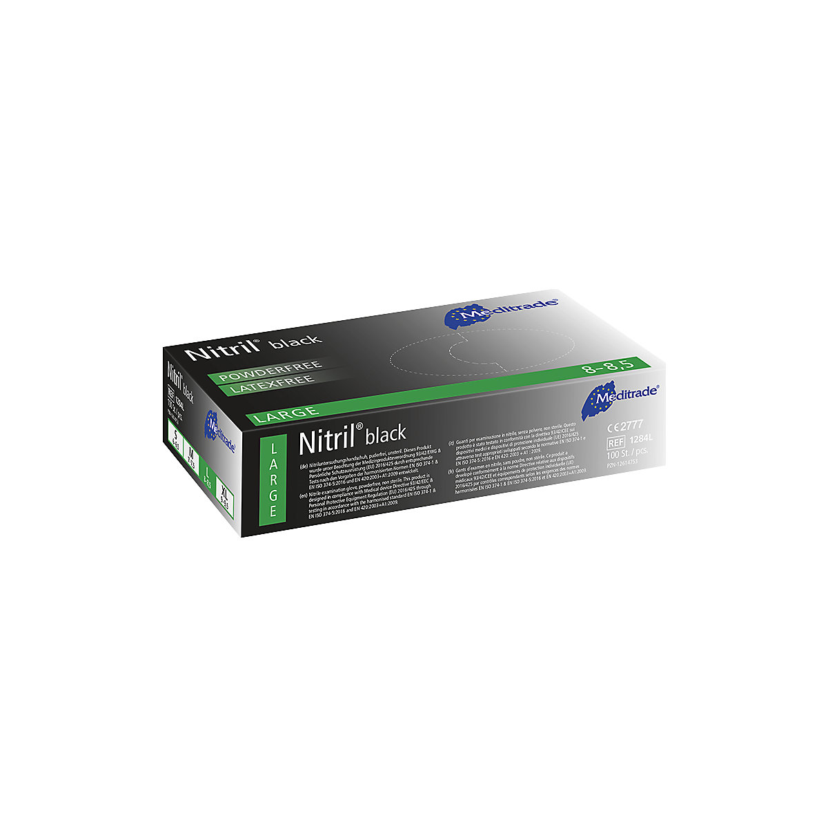 Guanti monouso in nitrile Meditrade, conf. da 1000 pz., adatti per alimenti, nero, taglia L-0
