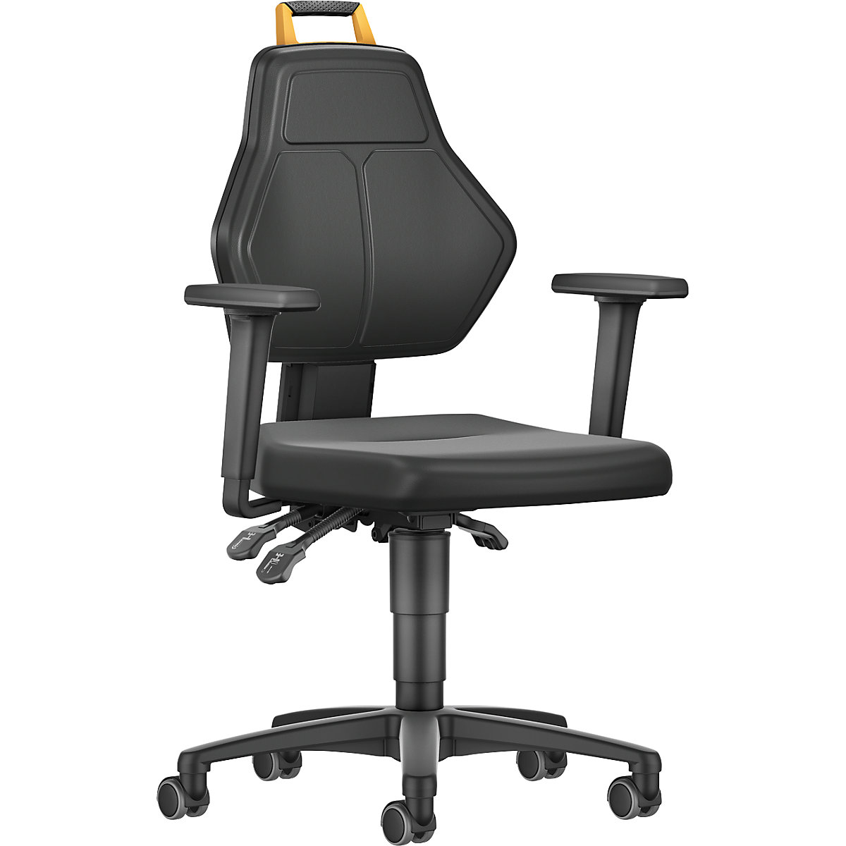 Industrial swivel chair, black – eurokraft pro (Product illustration 3)-2