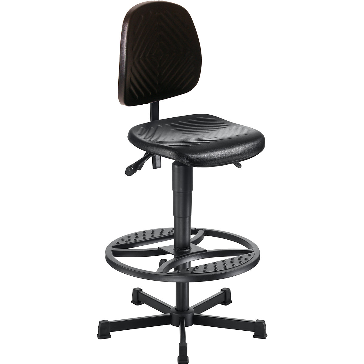 Industrial swivel chair, polyurethane upholstery, gas lift height adjustment – meychair