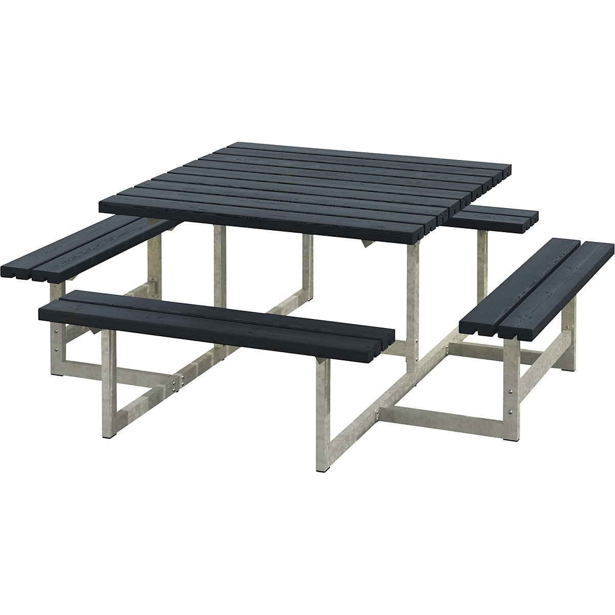 Conjunto de bancos e mesa para 8 pessoas, CxP 2000 x 2000 mm, preto-0