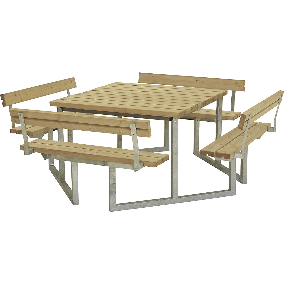 Conjunto de bancos e mesa para 8 pessoas, madeira de coníferas certificada, ThermoWood, castanho, com encosto-0